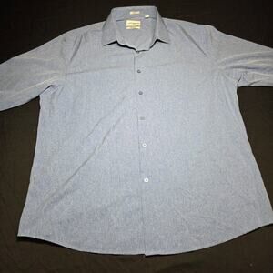 Mens Lucky Brand Solid Blue Long Sleeved Button Down Shirt Slim Fit Size XL